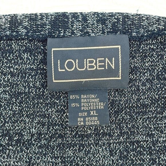 Louben Nordstrom SIZE XL Metallic Black Slinky Cardigan Sweater w MOP Buttons - Picture 4 of 4